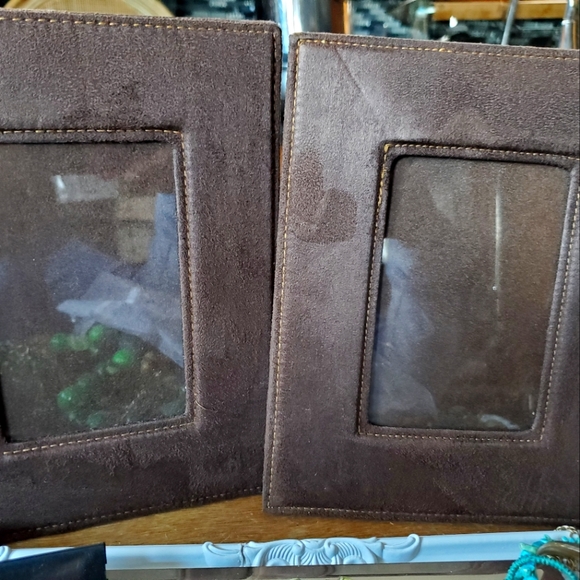 Set 2 serengeti brown faux suede picture frames - Picture 1 of 5
